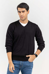 Black Basic V-Neck Sweater SWT-BFSVN-22-001